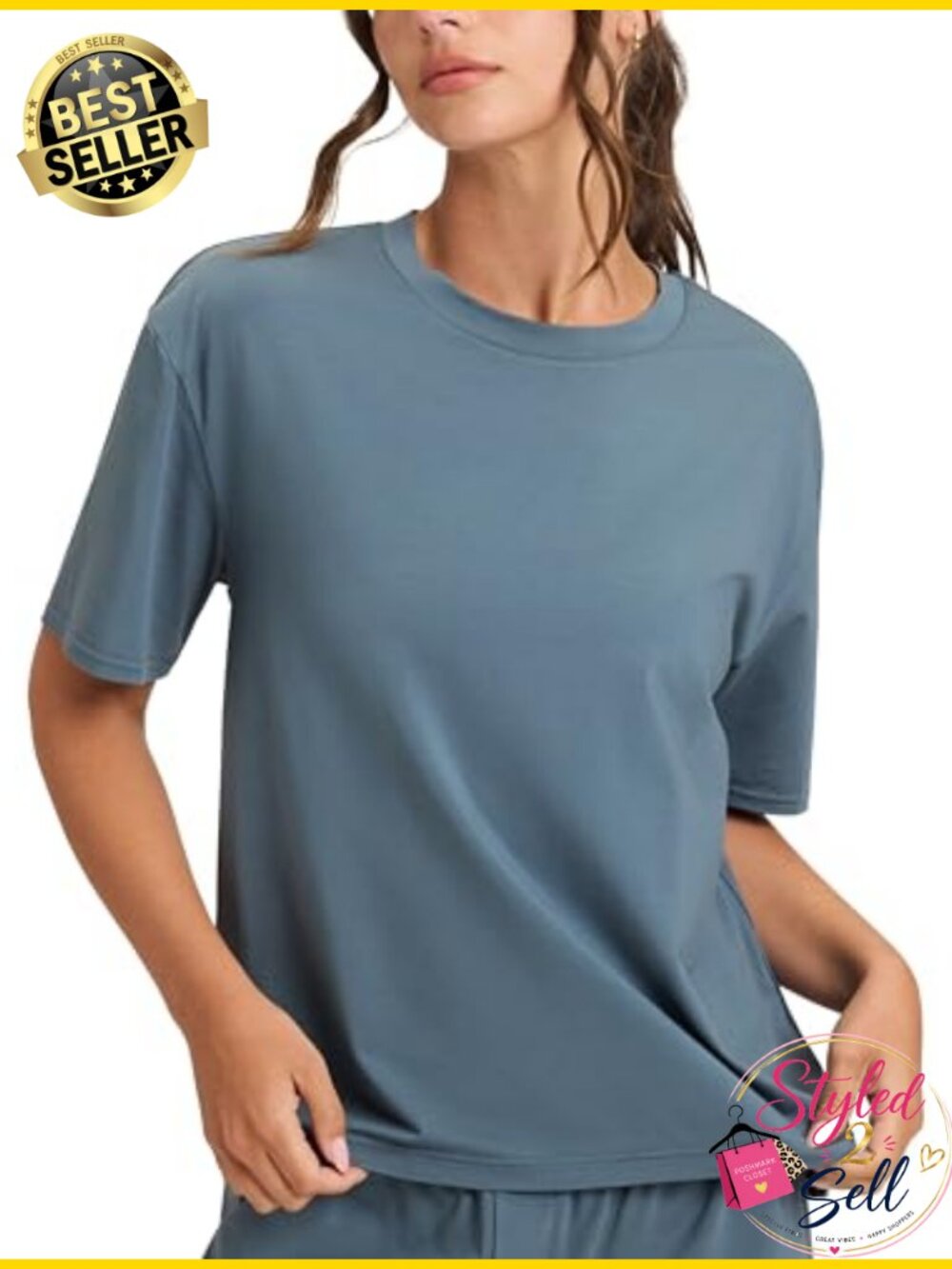 Women's First Layer Pajama Short Sleeve Tee Relaxed Fit Sleep Lounge